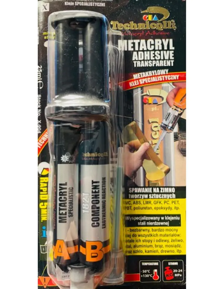 ⁨KLEJ METAKRYLOWY BEZBARWNY X-904 TECHNICQLL 25ML⁩ w sklepie Wasserman.eu