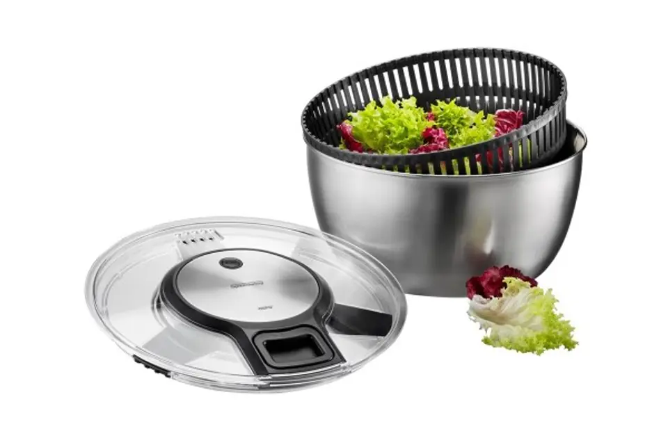 ⁨GEFU Speedwing salad spinner Stainless steel Button⁩ at Wasserman.eu