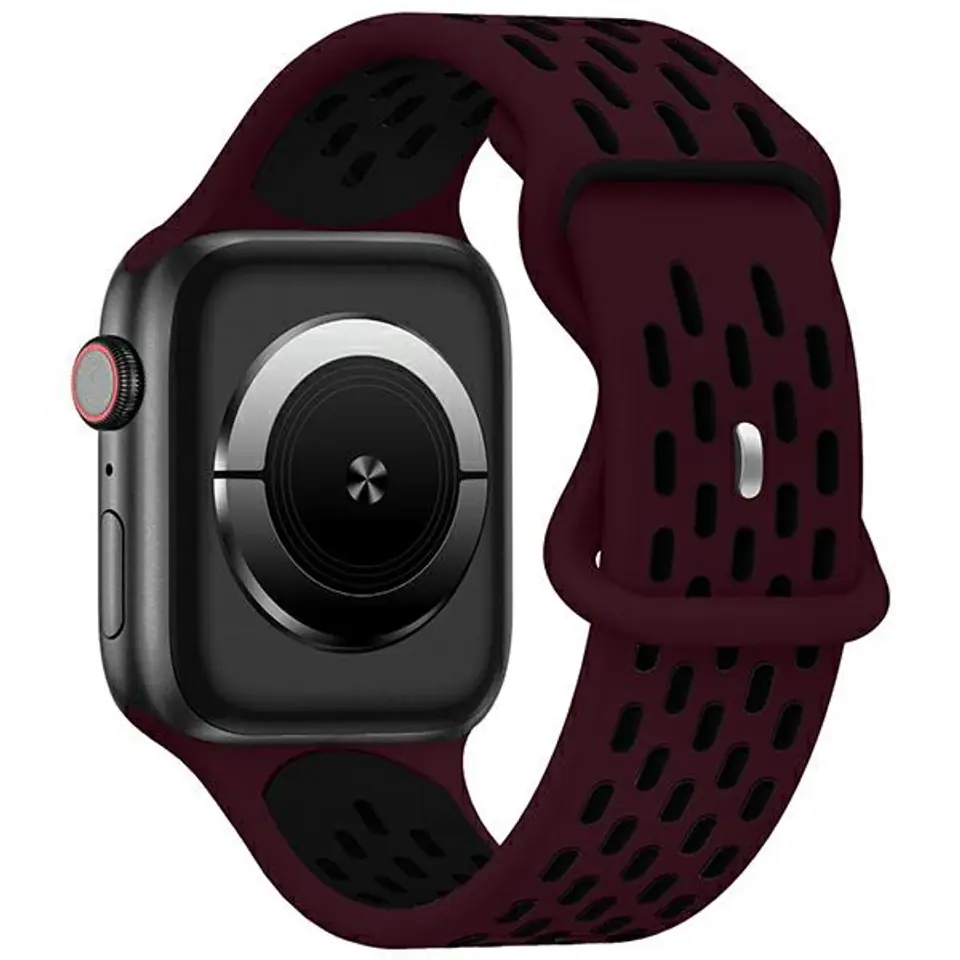 ⁨Beline pasek Apple Watch New Sport Silicone 42/44/45/49mm bordowo-czarny  wine red/black box⁩ w sklepie Wasserman.eu