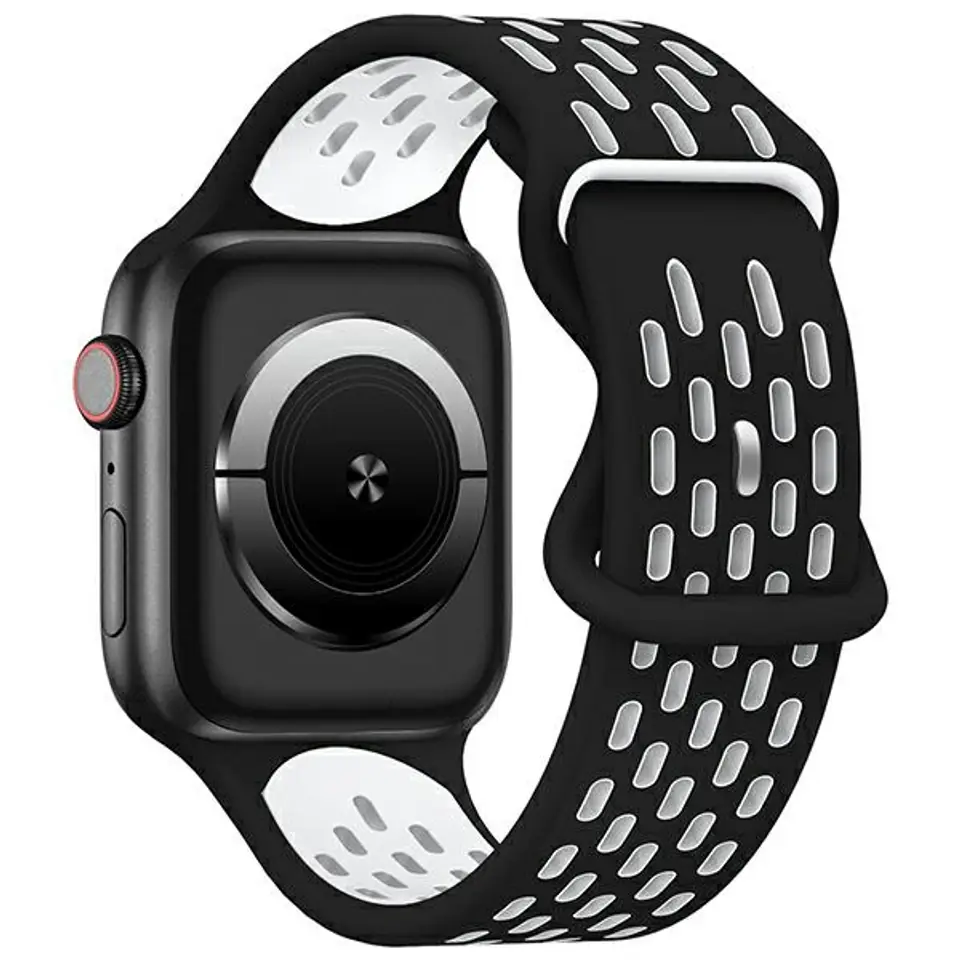 ⁨Beline pasek Apple Watch New Sport Silicone 42/44/45/49mm czarno-biały black/white box⁩ w sklepie Wasserman.eu