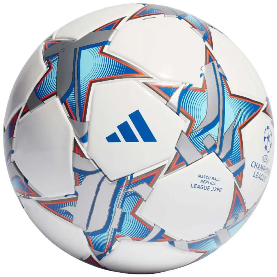 ⁨Piłka Nożna adidas UCL Junior 290 League 23/24 Group Stage Jr (kolor Biały. Niebieski, rozmiar 4)⁩ w sklepie Wasserman.eu