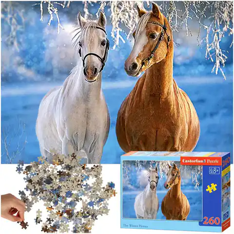 ⁨Puzzle układanka 260 elementów Zimowe konie 8+ CASTORLAND⁩ w sklepie Wasserman.eu