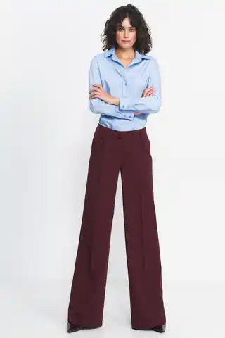 ⁨Bordowe spodnie typu wide leg - SD81 (kolor bordo, rozmiar 38)⁩ w sklepie Wasserman.eu