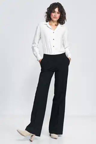 ⁨Czarne spodnie typu wide leg - SD81 (kolor czarny, rozmiar 36)⁩ w sklepie Wasserman.eu