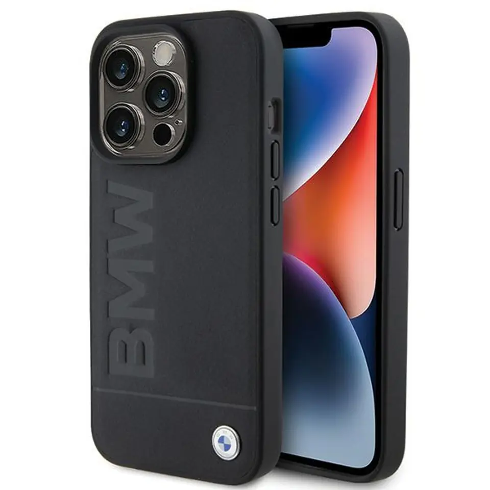 ⁨BMW BMHMP15LSLLBK iPhone 15 Pro 6.1" czarny/black MagSafe Leather Hot Stamp⁩ w sklepie Wasserman.eu