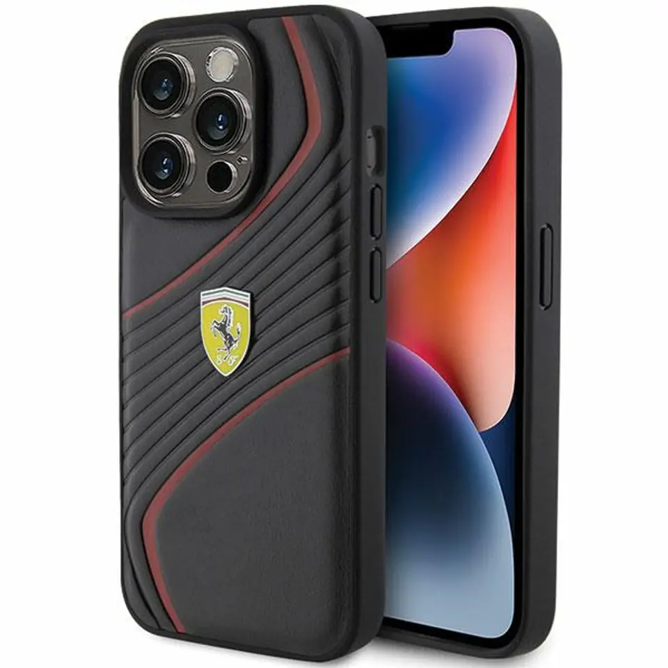 ⁨Ferrari FEHCP15LPTWK iPhone 15 Pro 6.1" czarny/black hardcase Twist Metal Logo⁩ w sklepie Wasserman.eu