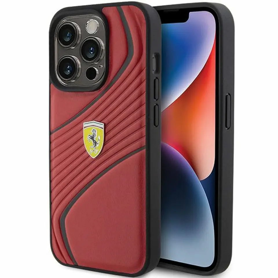 ⁨Ferrari FEHCP15LPTWR iPhone 15 Pro 6.1" czerwony/red hardcase Twist Metal Logo⁩ w sklepie Wasserman.eu