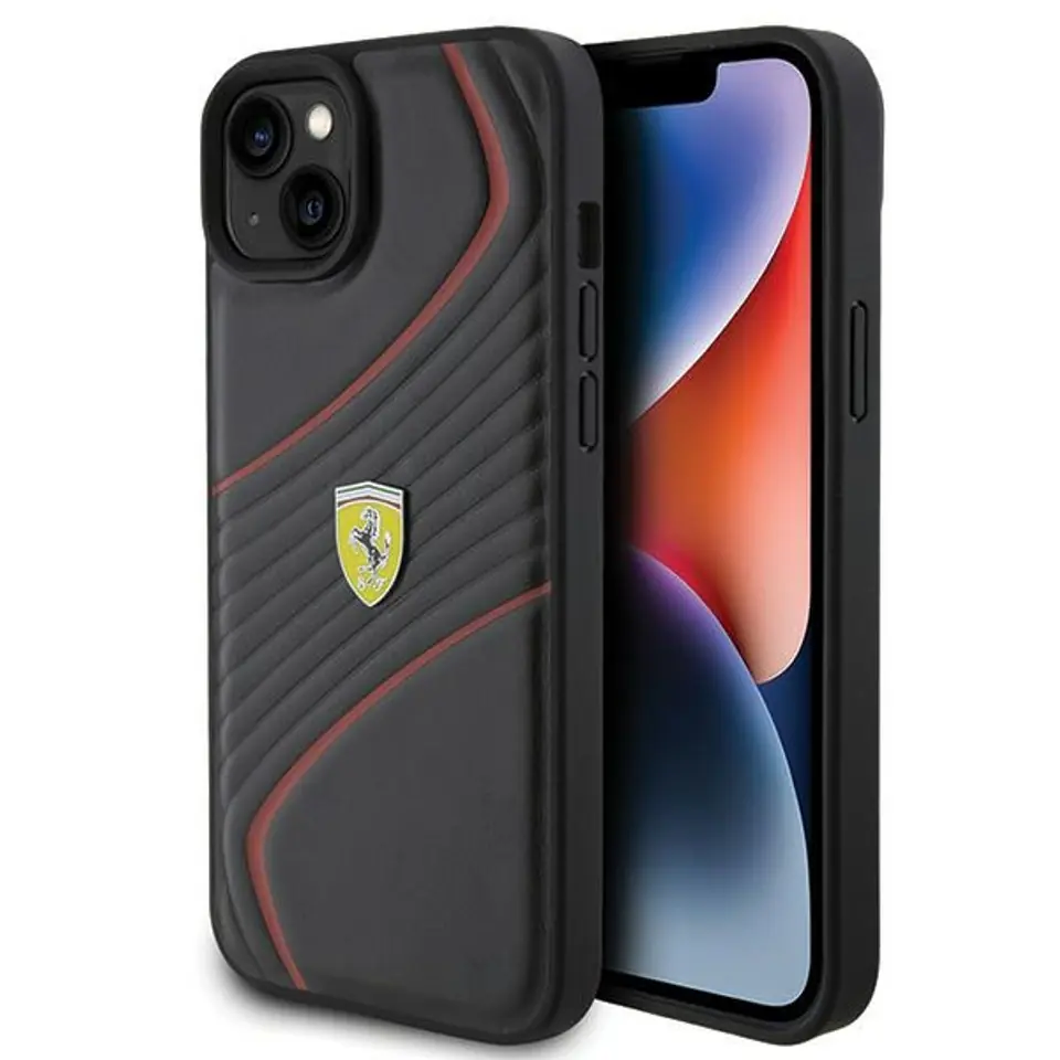 ⁨Ferrari FEHCP15MPTWK iPhone 15 Plus 6.7" czarny/black hardcase Twist Metal Logo⁩ w sklepie Wasserman.eu