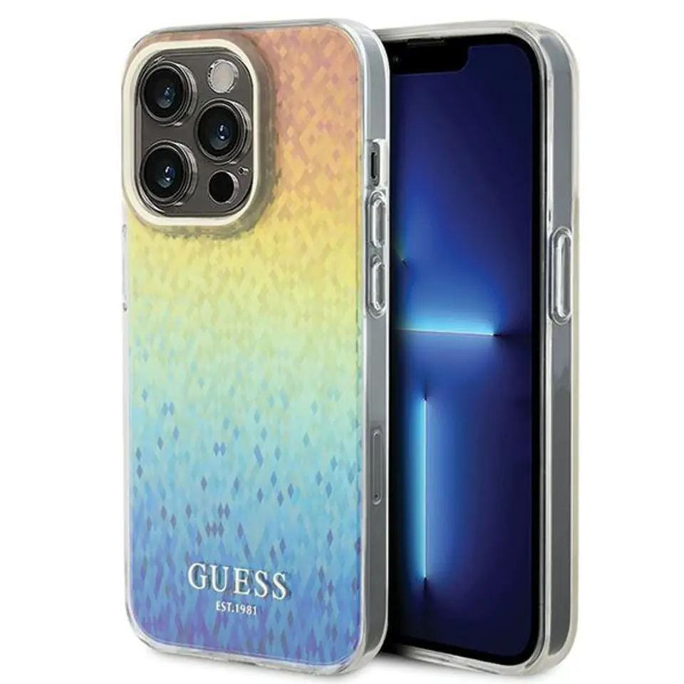 ⁨Guess GUHCP15LHDECMI iPhone 15 Pro 6.1" wielokolorowy hardcase IML Faceted Mirror Disco Iridescent⁩ w sklepie Wasserman.eu