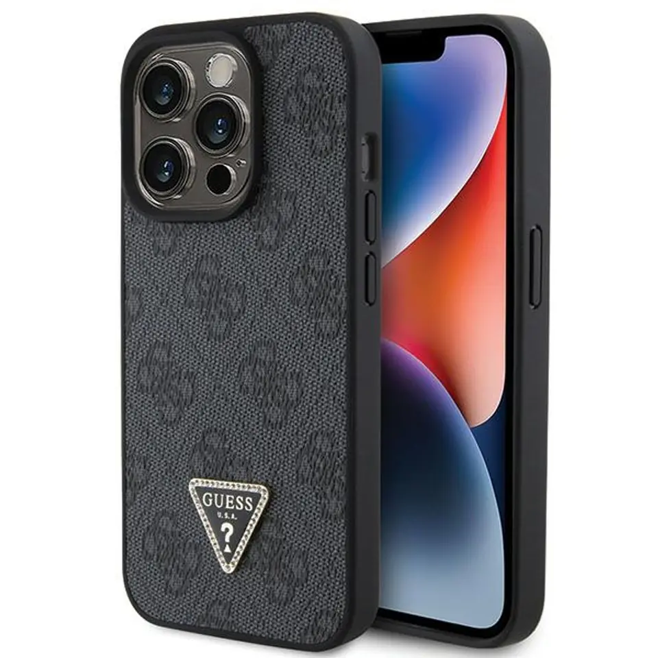 ⁨Guess GUHCP15XP4TDPK iPhone 15 Pro Max 6.7" czarny/black hardcase Leather 4G Diamond Triangle⁩ w sklepie Wasserman.eu
