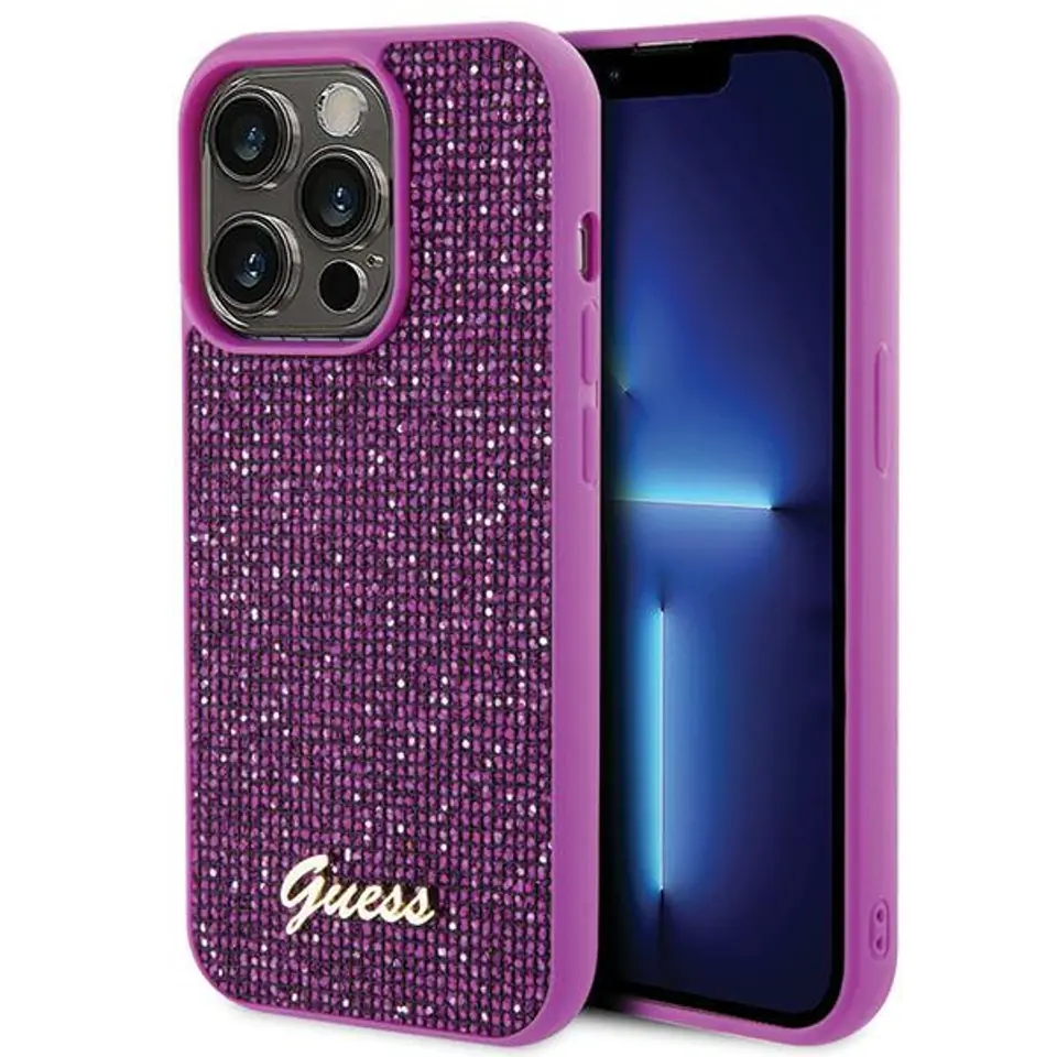 ⁨Guess GUHCP15LPMSDGSF iPhone 15 Pro 6.1" fuksja/fuschia hardcase Disco Metal Script⁩ w sklepie Wasserman.eu