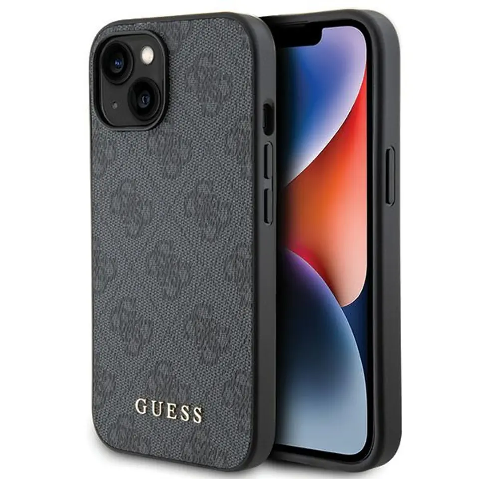 ⁨Guess GUHCP15SG4GFGR iPhone 15 6.1" szary/grey hard case 4G Metal Gold Logo⁩ w sklepie Wasserman.eu