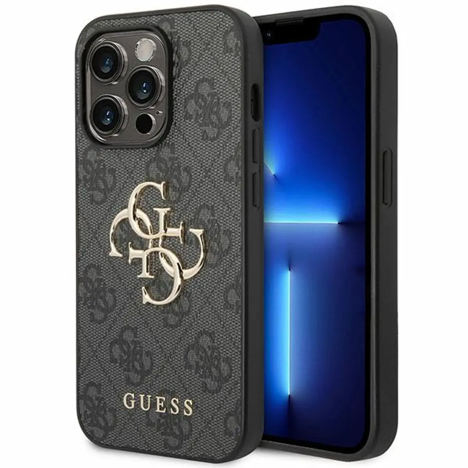 ⁨Guess GUHCP15L4GMGGR iPhone 15 Pro 6.1" szary/grey hardcase 4G Big Metal Logo⁩ w sklepie Wasserman.eu