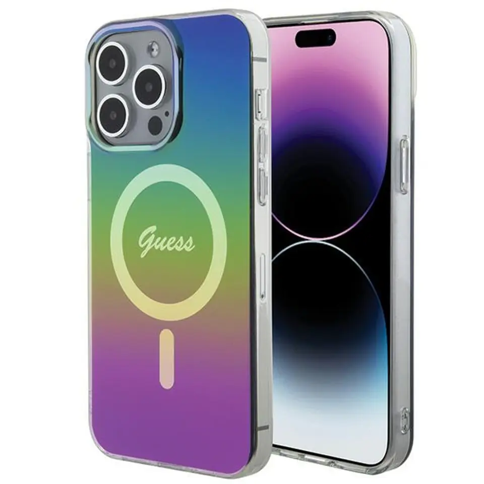 ⁨Guess GUHMP15LHITSK iPhone 15 Pro 6.1" wielokolorowy/rainbow hardcase IML Iridescent MagSafe⁩ w sklepie Wasserman.eu