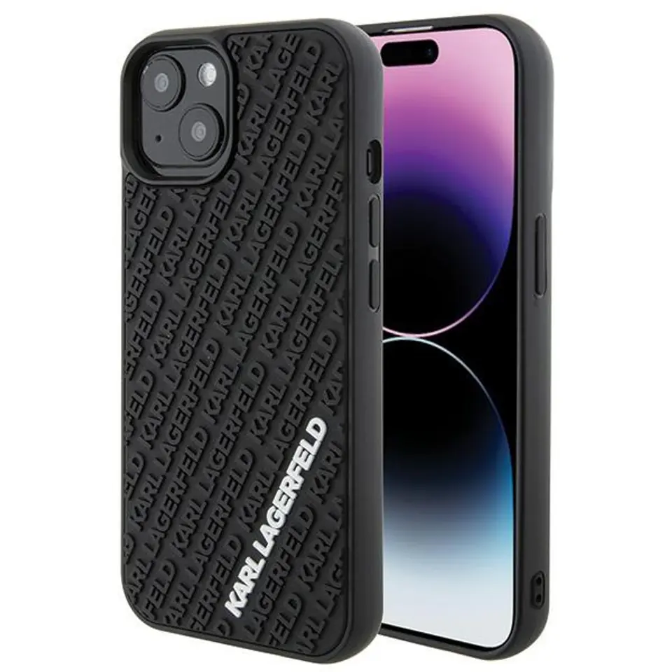 ⁨Karl Lagerfeld KLHCP15S3DMKRLK iPhone 15 / 14 / 13 6.1" czarny/black hardcase 3D Rubber Multi Logo⁩ w sklepie Wasserman.eu