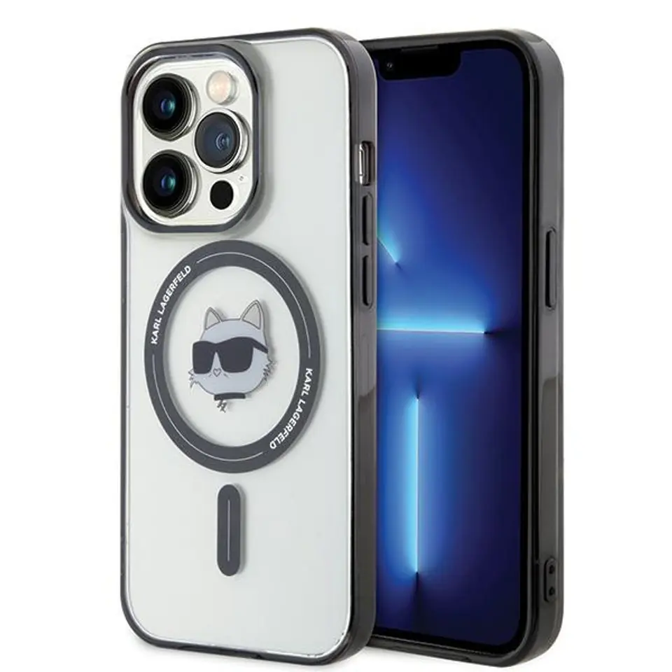 ⁨Karl Lagerfeld KLHMP15LHCHNOTK iPhone 15 Pro 6.1" transparent hardcase IML Choupette`s Head MagSafe⁩ w sklepie Wasserman.eu