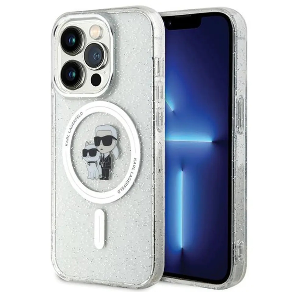 ⁨Karl Lagerfeld KLHMP15LHGKCNOT iPhone 15 Pro 6.1" transparent hardcase Karl&Choupette Glitter MagSafe⁩ w sklepie Wasserman.eu