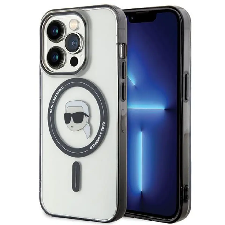 ⁨Karl Lagerfeld KLHMP15LHKHNOTK iPhone 15 Pro 6.1" transparent hardcase IML Karl`s Head MagSafe⁩ w sklepie Wasserman.eu