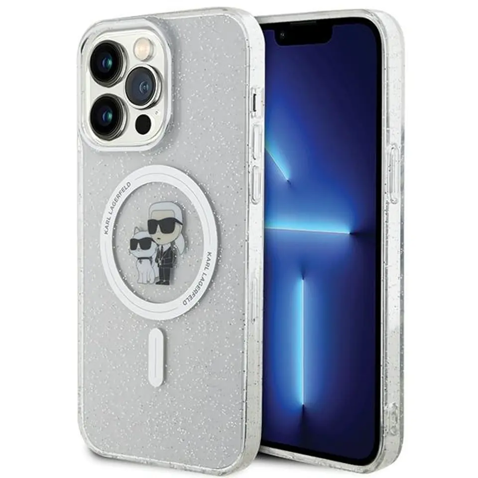 ⁨Karl Lagerfeld KLHMP15XHGKCNOT iPhone 15 Pro Max 6.7" transparent hardcase Karl&Choupette Glitter MagSafe⁩ w sklepie Wasserman.eu