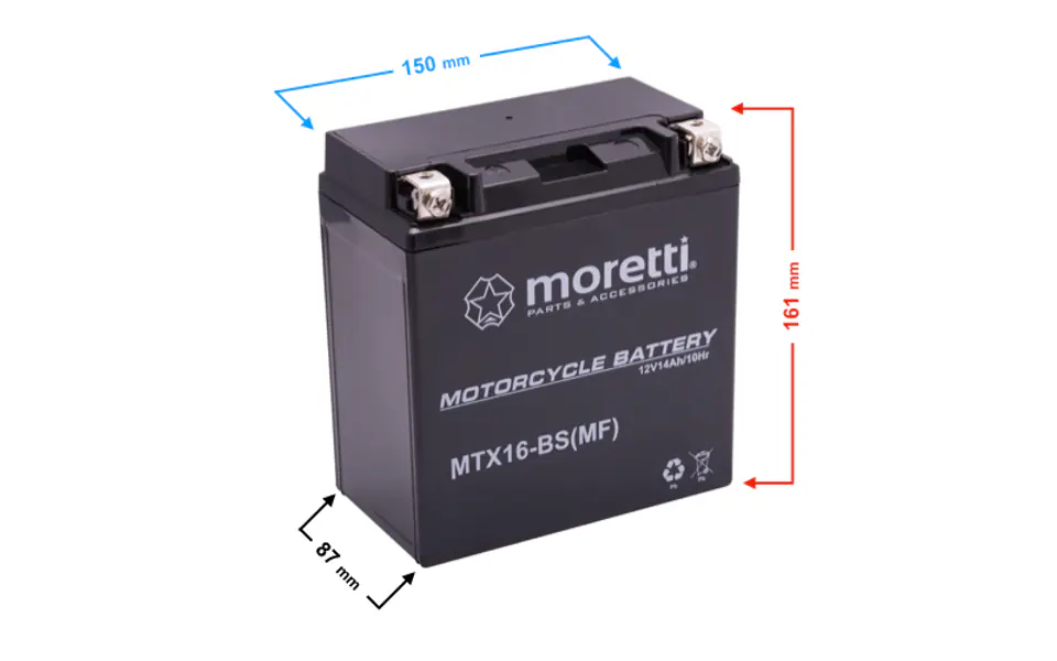 ⁨Akumulator Moretti AGM (Gel) MTX16⁩ w sklepie Wasserman.eu