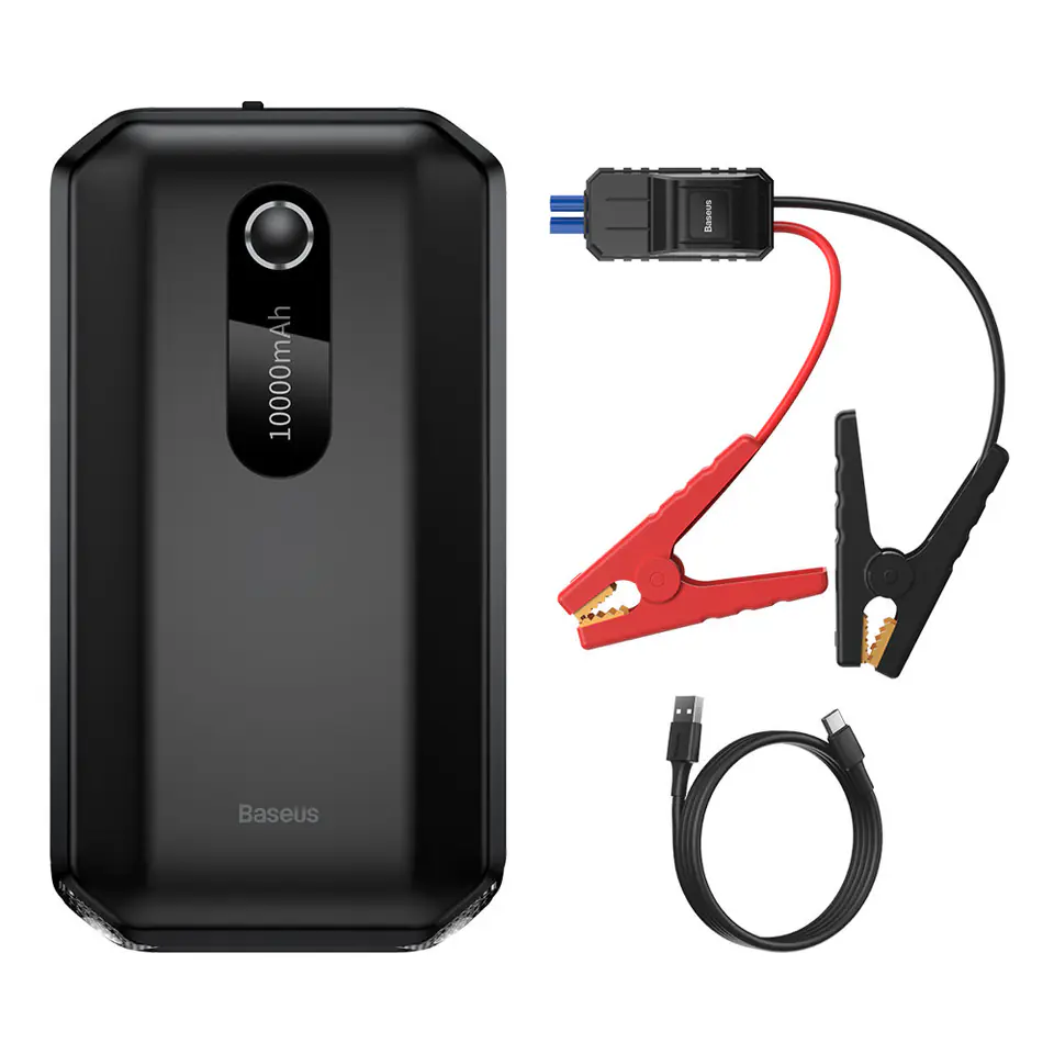 ⁨Baseus powerbank Power Starter Jump Starter urządzenie rozruchowe booster 10000mAh 12V (1000A / 500A) + kable krokodylki czarny (CGNL020101)⁩ w sklepie Wasserman.eu