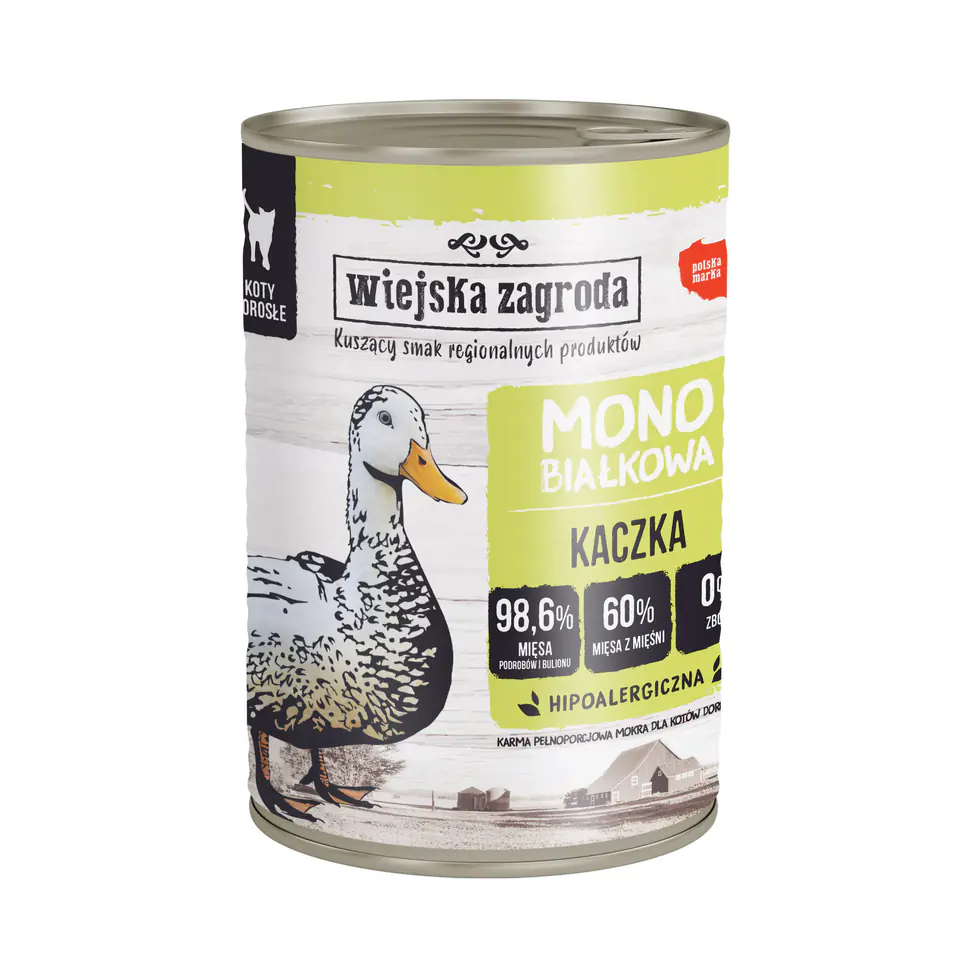 ⁨WIEJSKA ZAGRODA Monoprotein Duck - wet cat food - 400g⁩ at Wasserman.eu