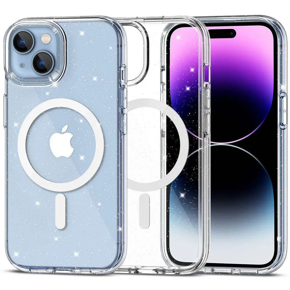 ⁨Etui APPLE IPHONE 15 Tech-Protect FlexAir Hybrid MagSafe Glitter transparentne⁩ w sklepie Wasserman.eu