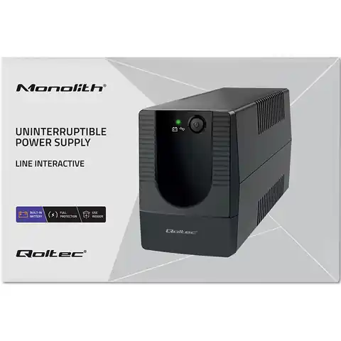 ⁨Qoltec 53772 Uninterruptible Power Supply Line Interactive | Monolith | 650VA | 360W⁩ at Wasserman.eu