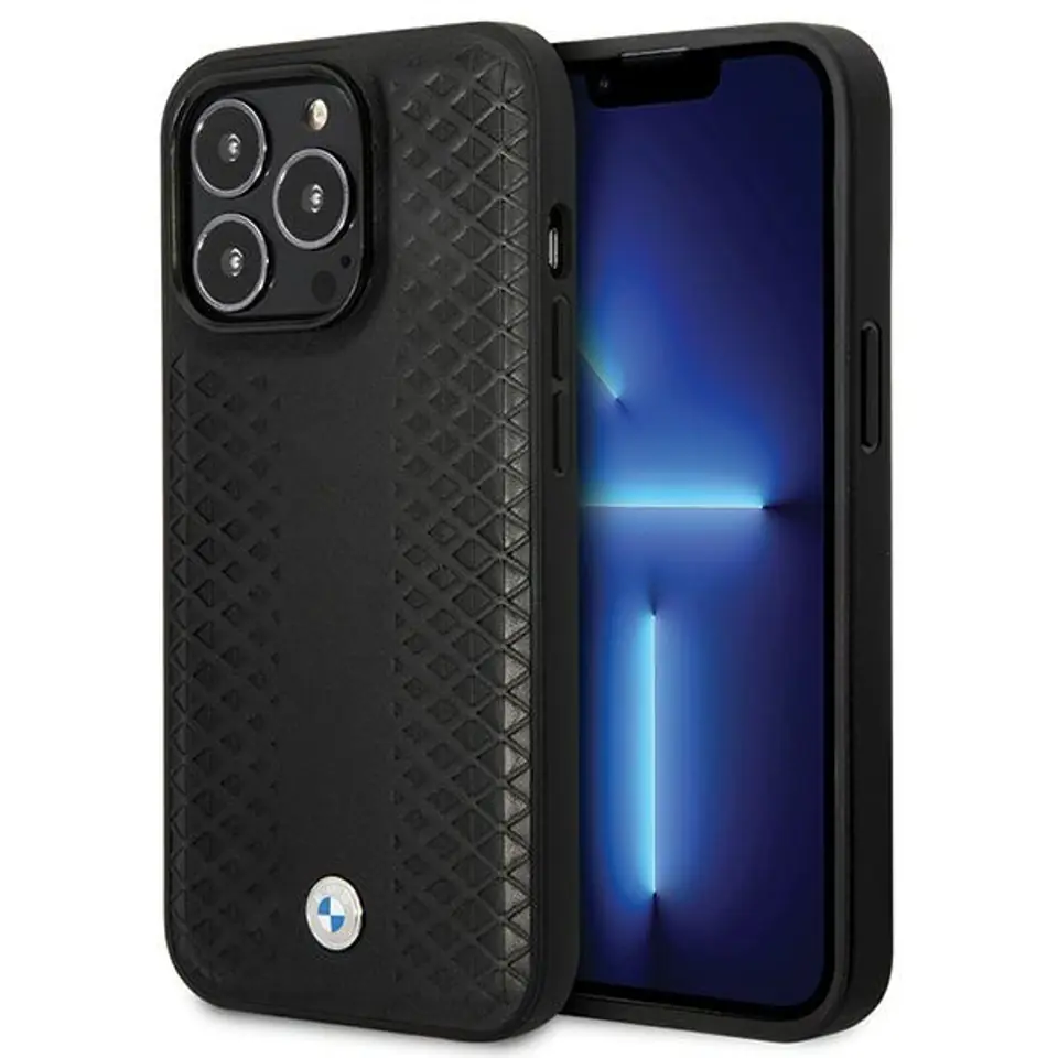 ⁨BMW BMHCP14L22RFGK iPhone 14 Pro 6.1" czarny/black Leather Diamond Pattern⁩ w sklepie Wasserman.eu