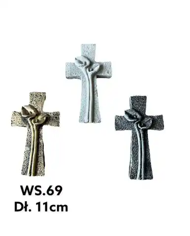 ⁨Figura krzyż 7x11x1,3cm srebrny⁩ w sklepie Wasserman.eu