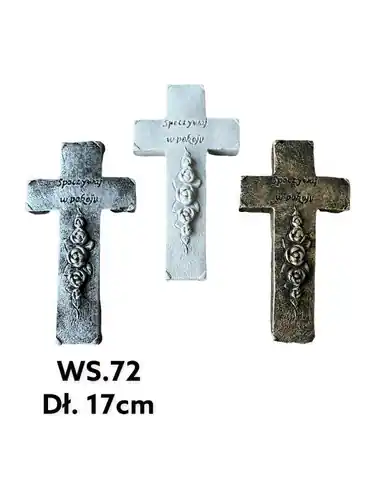 ⁨Figura krzyż spoczywaj w pokoju 9x16,5x2cm srebrny⁩ w sklepie Wasserman.eu