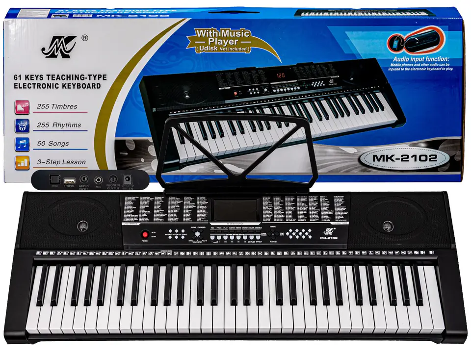 ⁨Keyboard Organy 61 Klawiszy Zasilacz MK-2102 MK-908⁩ w sklepie Wasserman.eu