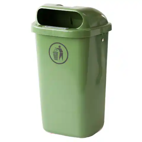 ⁨Kosz uliczny miejski pojemnik na śmieci na słupek lub ścianę DIN 50L - zielony⁩ w sklepie Wasserman.eu
