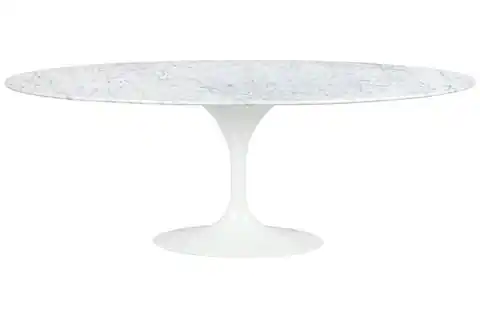 ⁨Stół TULIP ELLIPSE MARBLE CARRARA biały - blat owalny marmurowy, metal⁩ w sklepie Wasserman.eu