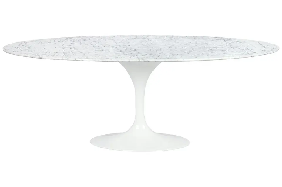 Stół TULIP ELLIPSE MARBLE CARRARA biały - blat owalny marmurowy, metal w sklepie Wasserman.eu