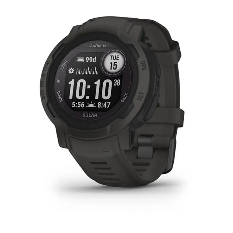 ⁨Garmin Instinct 2 Solar 2.29 cm (0.9") MIP 45 mm Digital 176 x 176 pixels Graphite GPS (satellite)⁩ at Wasserman.eu