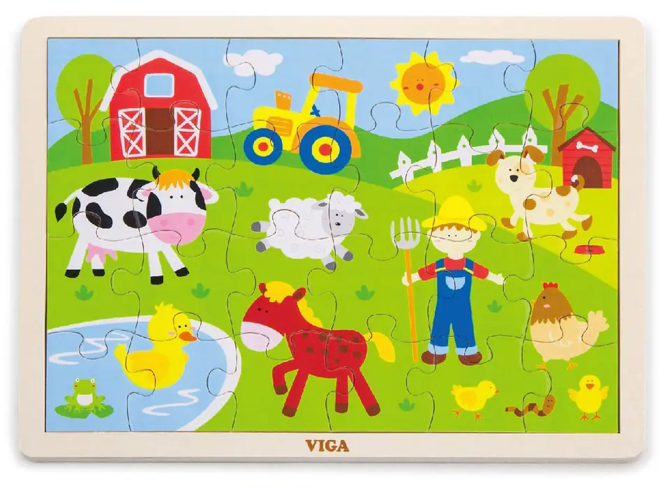 ⁨Viga 50197 Puzzle na podkładce 24 elementy - farma⁩ w sklepie Wasserman.eu