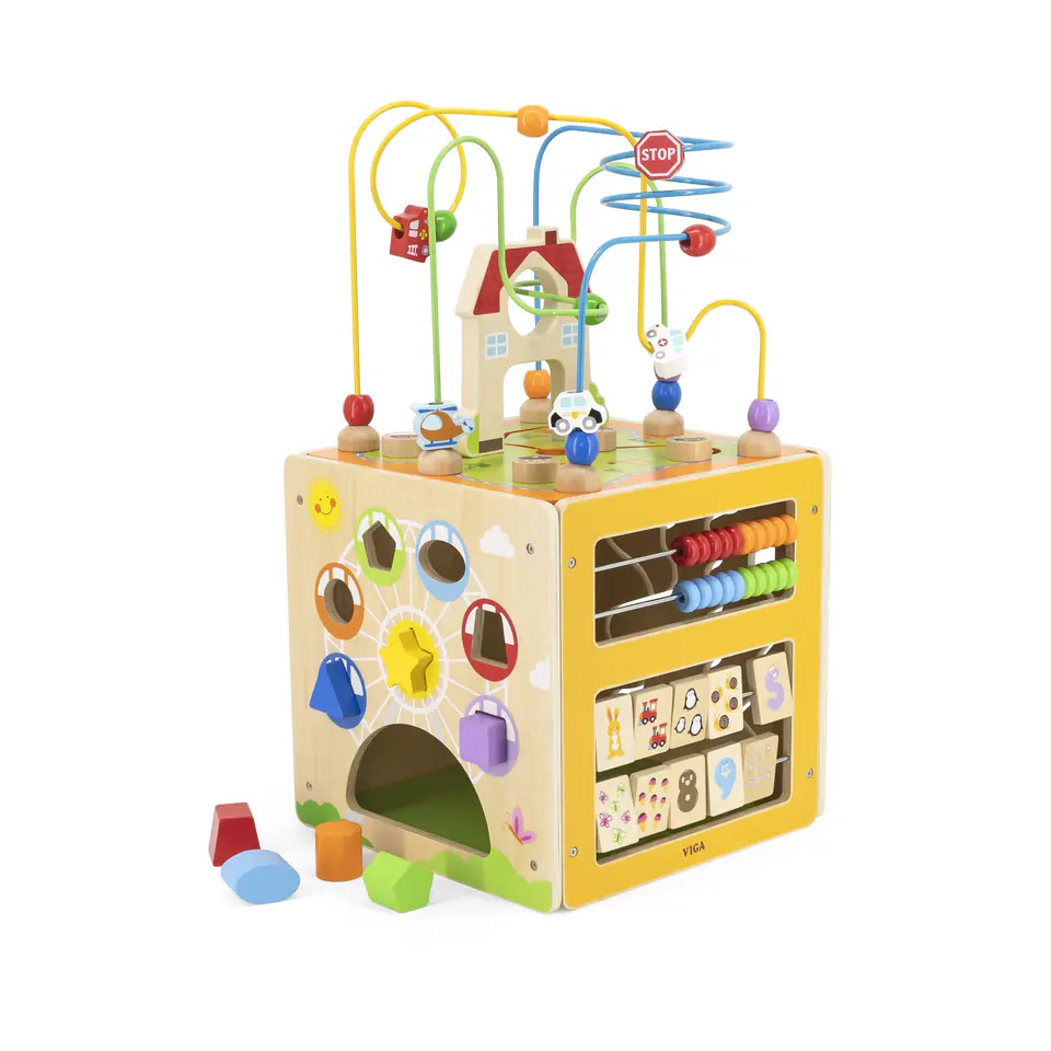 ⁨Viga 44591 Kostka edukacyjna 5w1 z labiryntem przestrzennym⁩ w sklepie Wasserman.eu