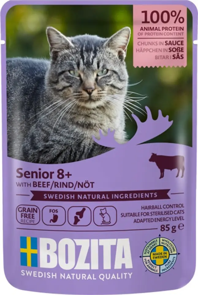 ⁨Bozita Cat Senior 8+ Wołowina w sosie saszetka 85g⁩ w sklepie Wasserman.eu