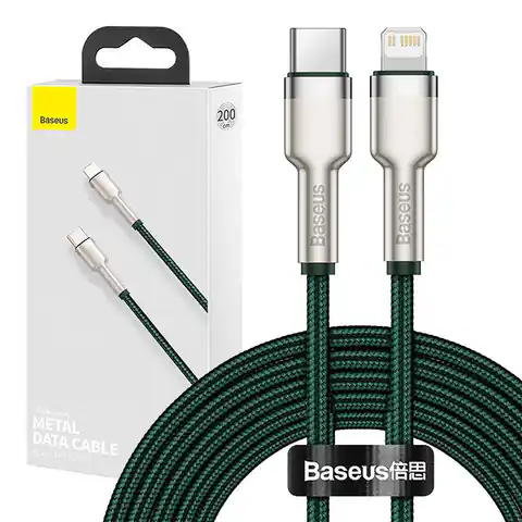 ⁨USB-C to Lightning Baseus Cable 2m (Green)⁩ at Wasserman.eu