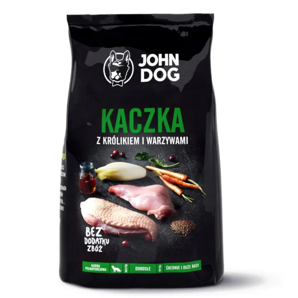 ⁨JOHN DOG Premium Duck with Rabbit - dry dog food - 3 kg⁩ at Wasserman.eu