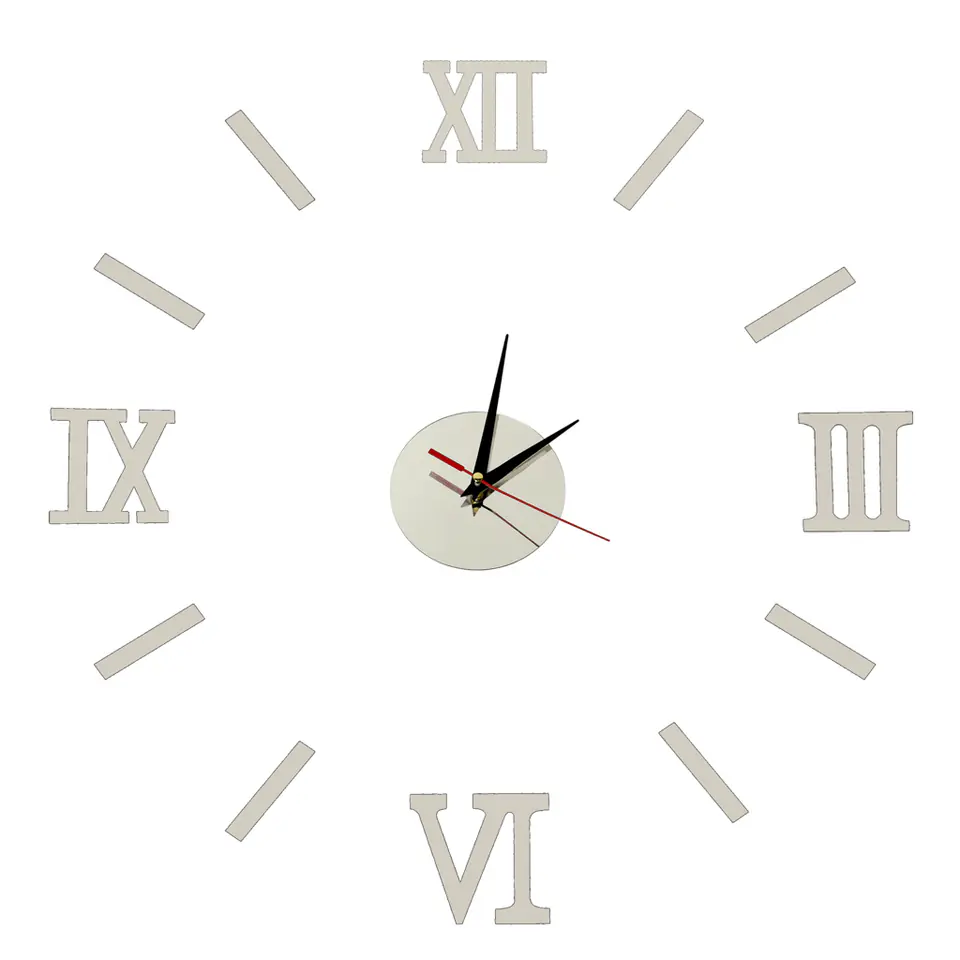 ⁨Zegar Ścienny naklejany srebrny cyfry rzymskie 130cm⁩ w sklepie Wasserman.eu