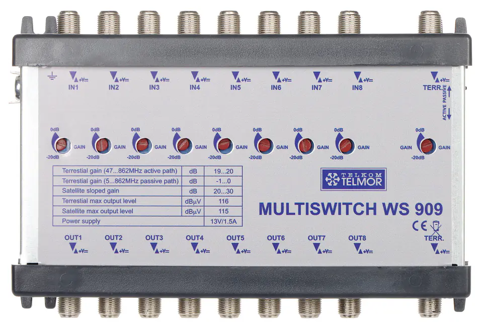 ⁨WZMACNIACZ MAGISTRALI MULTISWITCHOWEJ WS-909 9 WEJŚĆ / 9  WYJŚĆ TELMOR⁩ w sklepie Wasserman.eu