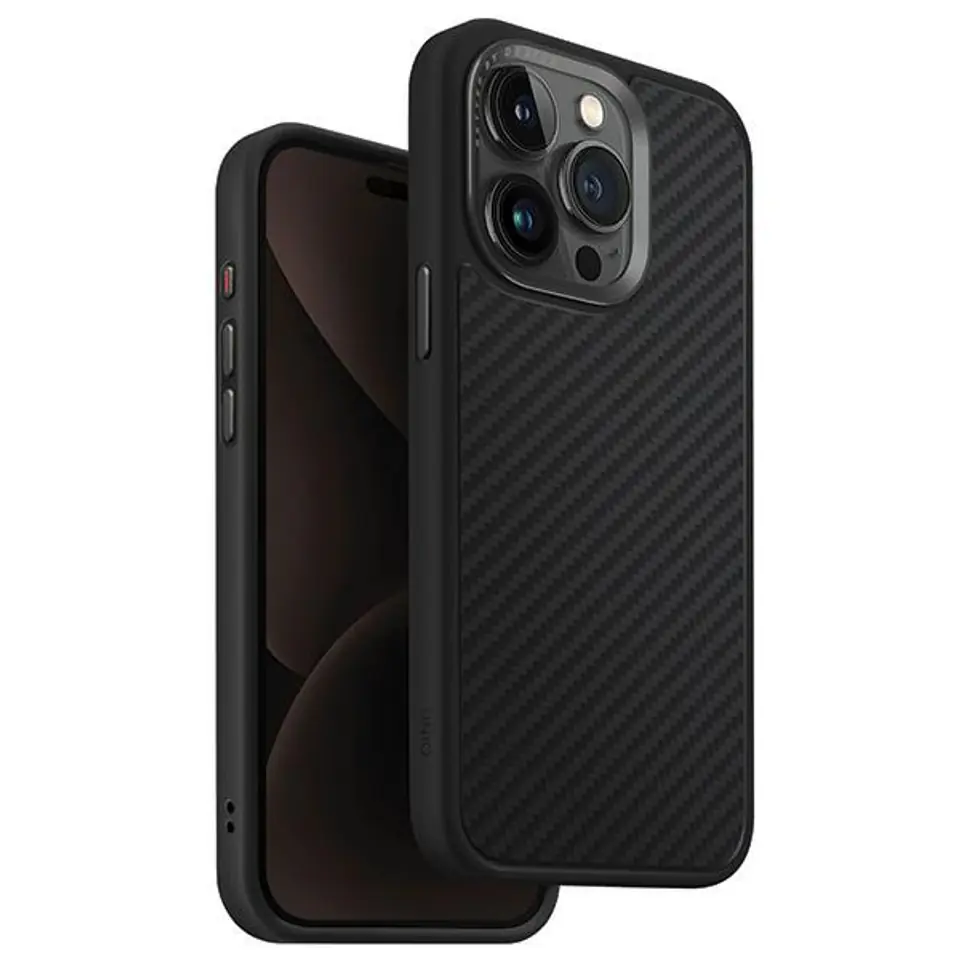 ⁨UNIQ etui Keva iPhone 15 Pro Max 6.7" Magclick Charging czarny/carbon black⁩ w sklepie Wasserman.eu