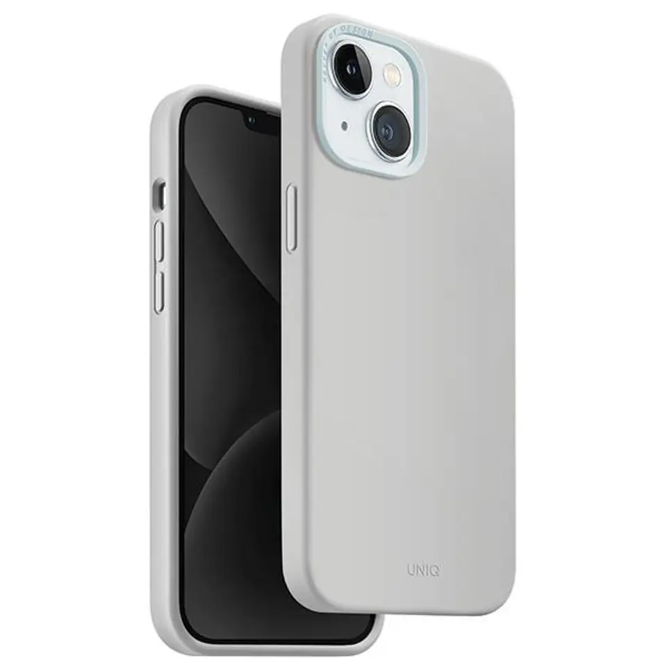 ⁨UNIQ etui Lino Hue iPhone 15 / 14 / 13 6.1" Magclick Charging jasnoszary/chalk grey⁩ w sklepie Wasserman.eu