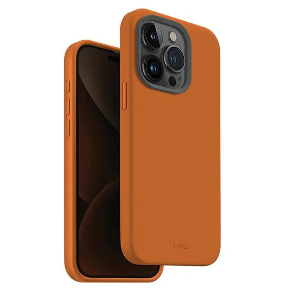 ⁨UNIQ etui Lino Hue iPhone 15 Pro 6.1" Magclick Charging pomarańczowy/sunset orange⁩ w sklepie Wasserman.eu