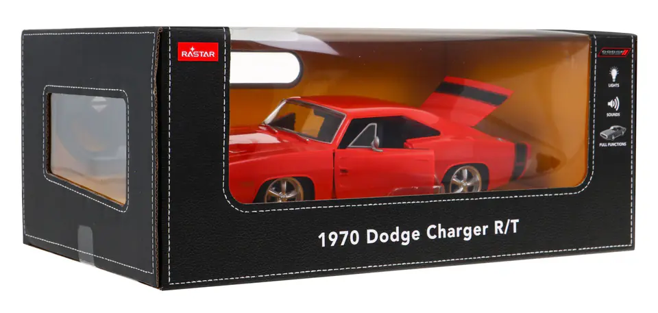 ⁨1970 Dodge Charger RT czerwony RASTAR model 1:16 Zdalnie sterowane auto + Pilot⁩ w sklepie Wasserman.eu