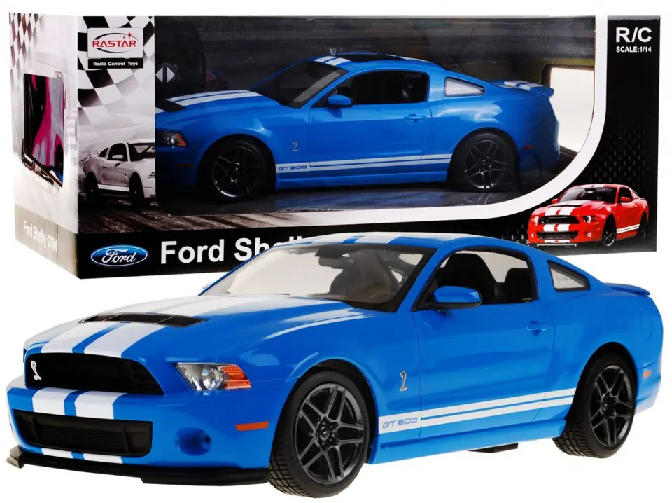 ⁨Ford Shelby Mustang GT500 niebieski RASTAR model 1:14 Zdalnie sterowane auto + pilot⁩ w sklepie Wasserman.eu