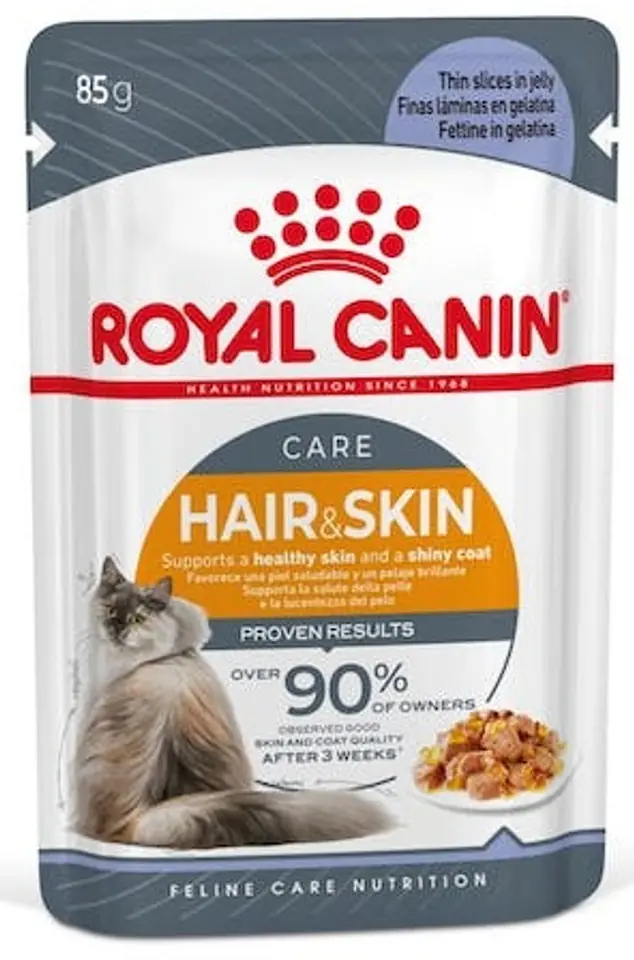 ⁨Royal Canin Hair & Skin Care karma mokra w galaretce dla kotów dorosłych, lśniąca sierść i zdrowa skóra saszetka 85g⁩ w sklepie Wasserman.eu