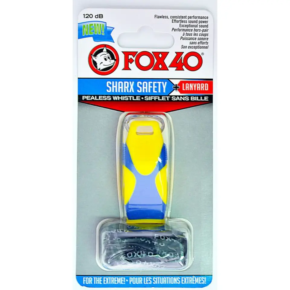 ⁨Gwizdek FOX40 Sharx Safety + sznurek (kolor Niebieski. Żółty, rozmiar N/A)⁩ w sklepie Wasserman.eu